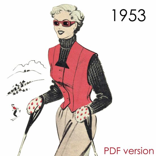 1953 Waistcoat 100 cm (39.4") bust. PDF pattern.